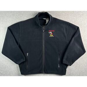 Disney Women’s XL Black Full Zip Fleece Jacket Mickey Mouse Embroidered